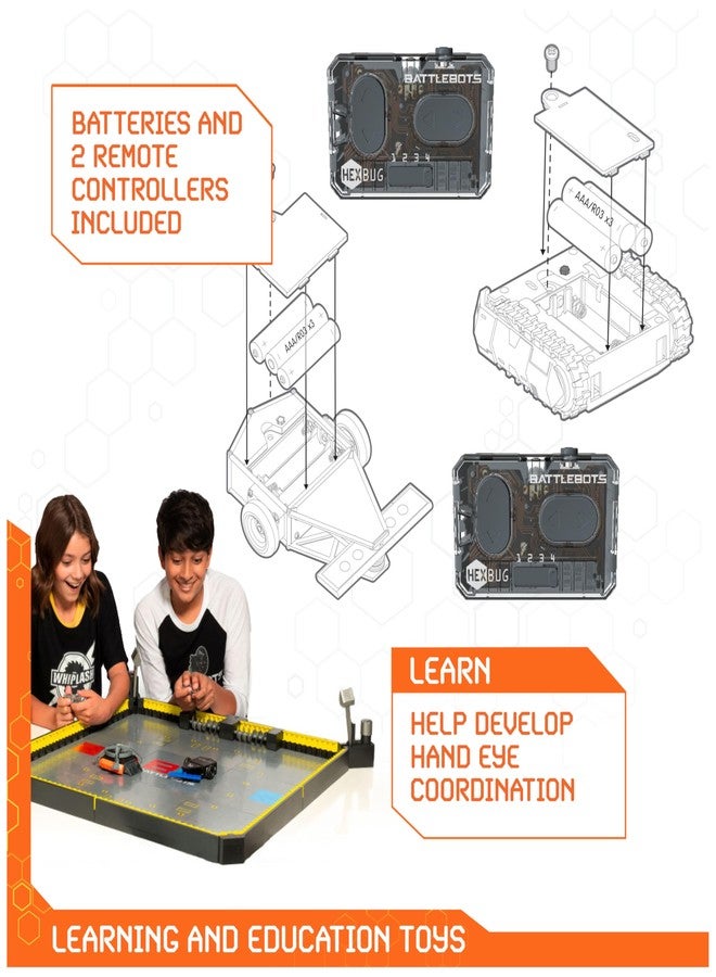 روبوتات سداسية لعبة روبوتات التحكم عن بعد HEX Bots BattleBots Arena MAX، للأطفال، تحتوي على أكثر من 30 قطعة، مناسبة للأولاد والبنات من عمر 8 سنوات فما فوق، البطاريات متضمنة. - Image 4